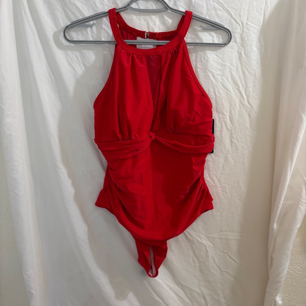 Elegant Red Women's One-Piece Swimsuit
